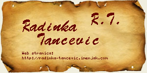 Radinka Tančević vizit kartica